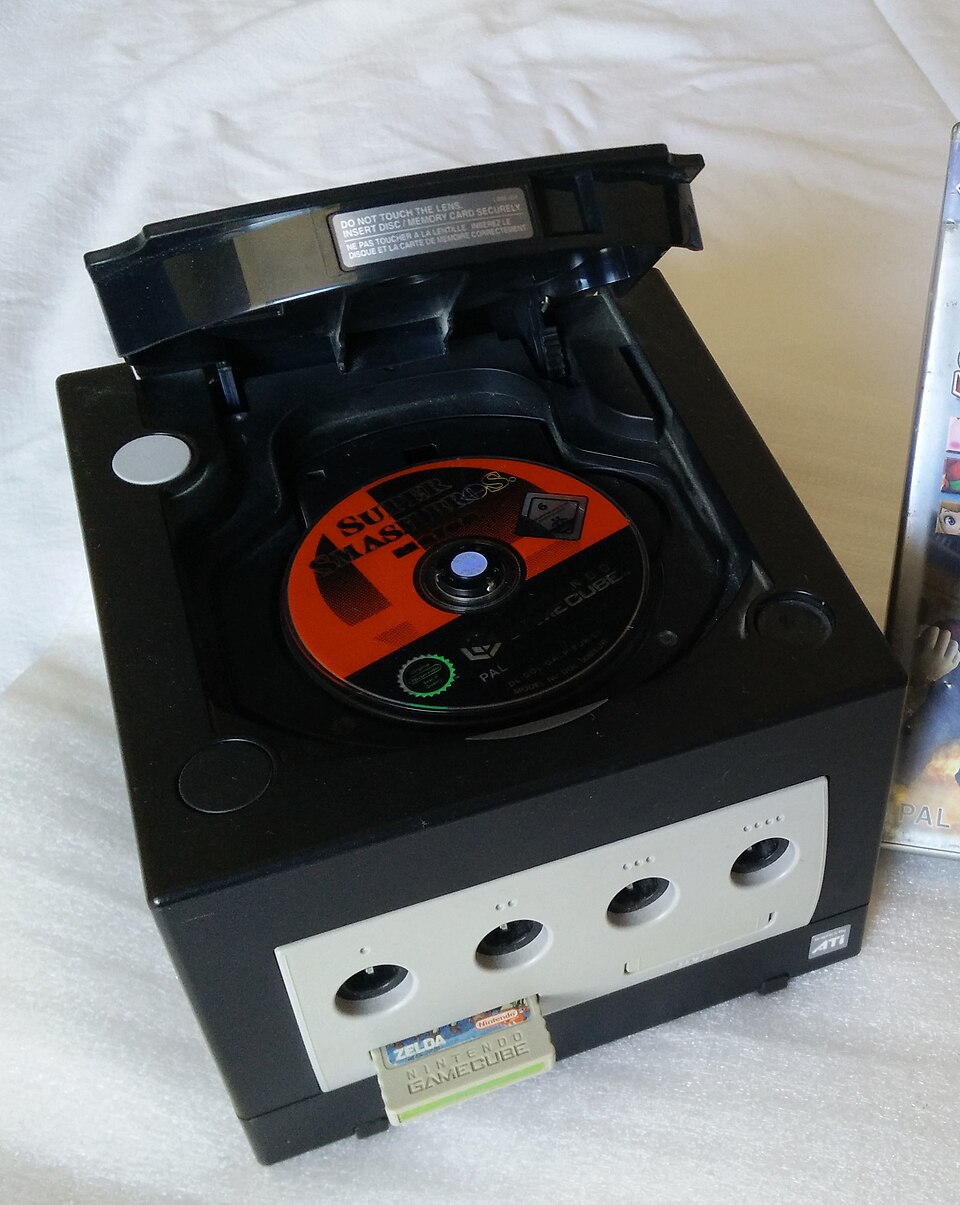 Super Smash Bros. Melee disc in a GameCube